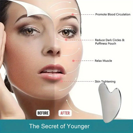 GlowSculpt™ Stainless Steel Gua Sha – Lift, Sculpt & Reduce Puffiness